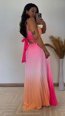Vestido Thay Degradê - Crepinho Saia Plissada