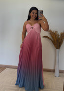 Vestido Thay Degradê - Crepinho Saia Plissada