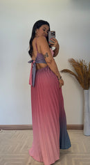 Vestido Thay Degradê - Crepinho Saia Plissada