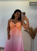 Vestido Thay Degradê - Crepinho Saia Plissada