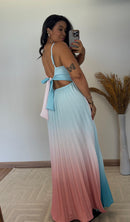 Vestido Thay Degradê - Crepinho Saia Plissada