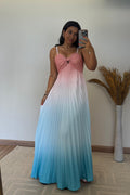 Vestido Thay Degradê - Crepinho Saia Plissada