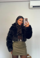 Casaco de Pelo Aurora Preto – Estilo Sofisticado