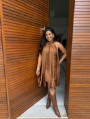Vestido Ysa - Suede Franjas Decote