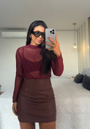 Blusa de Tule Manga Longa
