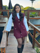 Conjunto Ravena Marsala - Tricot Premium com Botões Madre Pérola