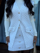 Conjunto Ravena Branco - Tricot Premium com Botões Madre Pérola