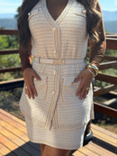 Conjunto Verona Nude Feminino Colete e Saia Luxo em Tricot