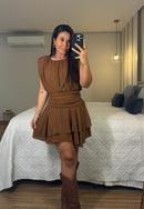 Vestido Zara Chiffon Franzido com Babados