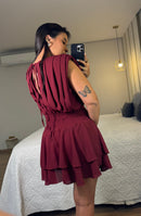 Vestido Zara Chiffon Franzido com Babados