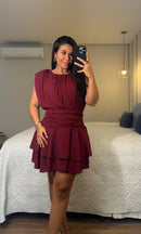 Vestido Zara Chiffon Franzido com Babados