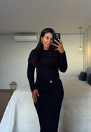 Vestido Cleo Maxi Poliamida Franzido Elegante