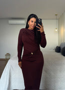 Vestido Cleo Maxi Poliamida Franzido Elegante