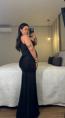 Vestido Laila Longo com Fenda Lateral