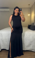 Vestido Laila Longo com Fenda Lateral