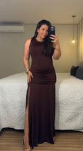 Vestido Laila Longo com Fenda Lateral