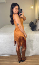 Vestido Yas – Suede Franjas Decote