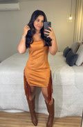 Vestido Yas – Suede Franjas Decote
