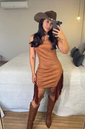 Vestido Yas – Suede Franjas Decote