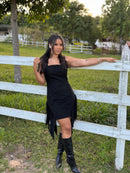 Vestido Yas – Suede Franjas Decote