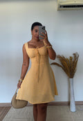 Vestido Lud Curto -Viscolinho Lastex nas Costas