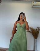Vestido Thay Liso - Crepinho Plissado Liso