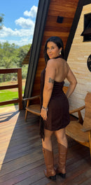 Vestido Ysa - Suede Franjas Decote