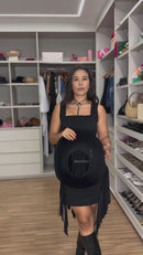 Vestido Yas – Suede Franjas Decote